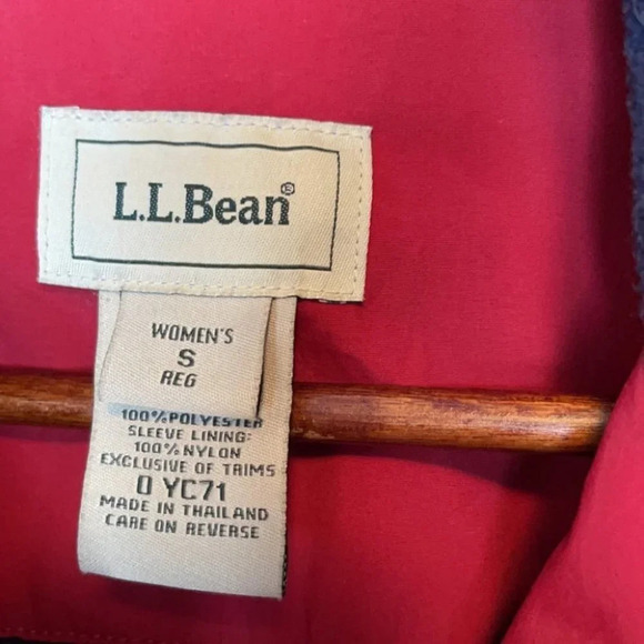 L.L. BEAN Red Warm Up Bomber Jacket Nylon Fleece Lined Preppy Granola Size S - Picture 12 of 15